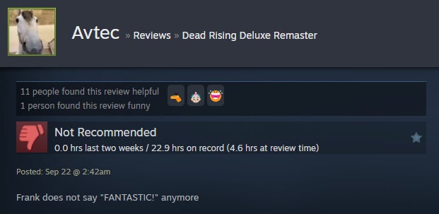 Image from the Dead Rising Deluxe Remastered article, as described in the Steam review